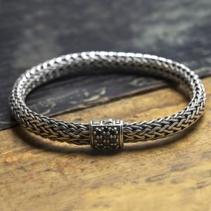 Artisan's Knot  Bracelet, Sterling Silver, Gemstones, 7.5MM